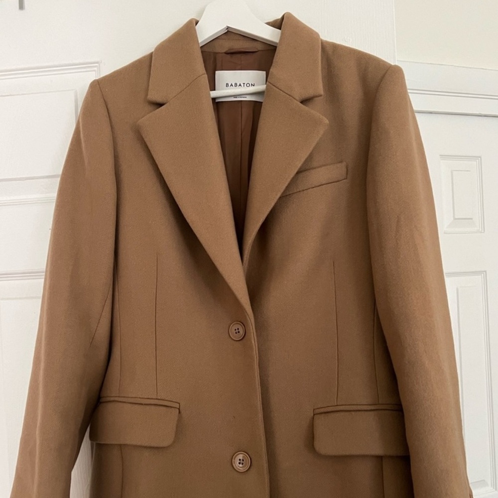 Aritzia Babaton Virgin Wool Camel Colored Coat